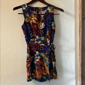 Vintage La Belle Multicolor Tropical Jumpsuit Romper Juniors 5